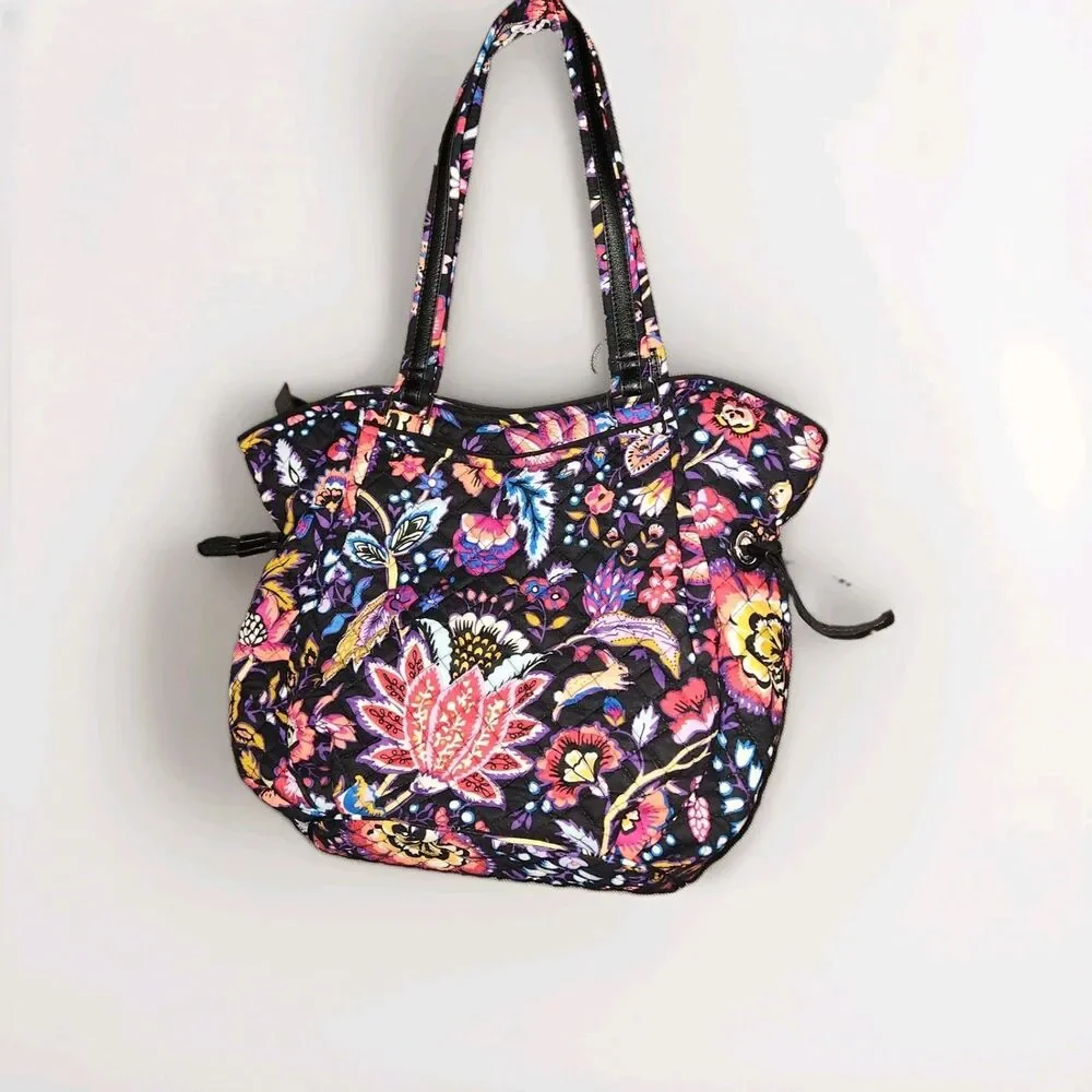 Vera Bradley Iconic Glenna Satchel Foxwood Faux Leather Trim NWOT